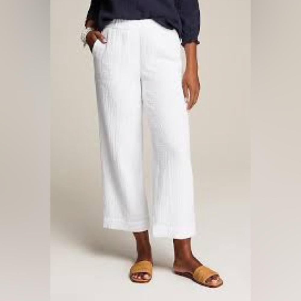 J. Jill White Cotton -gauze  Wide Leg Pants